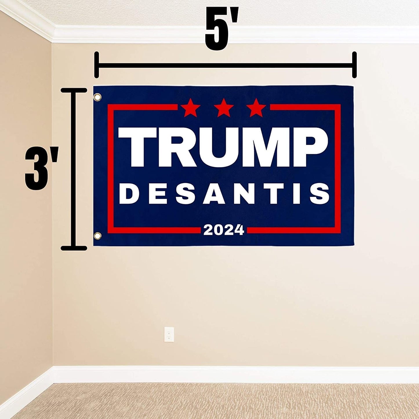 Trump DeSantis '24 3x5 Wall Flag - LiberTee Shirts