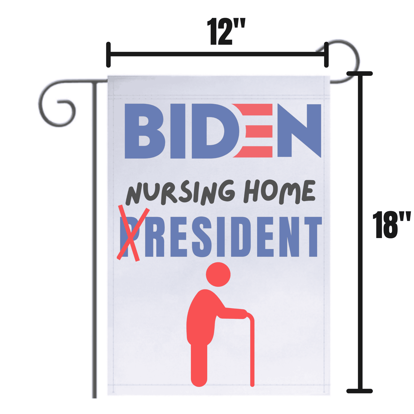 Pesky Patriot Joe Biden Nursing Home Resident Garden Flag | Funny Anti Biden 12x18 Double-Sided Flag Banner for Lawn and Garden | Great Gift Idea for Trump Supporter Republicans - LiberTee Shirts