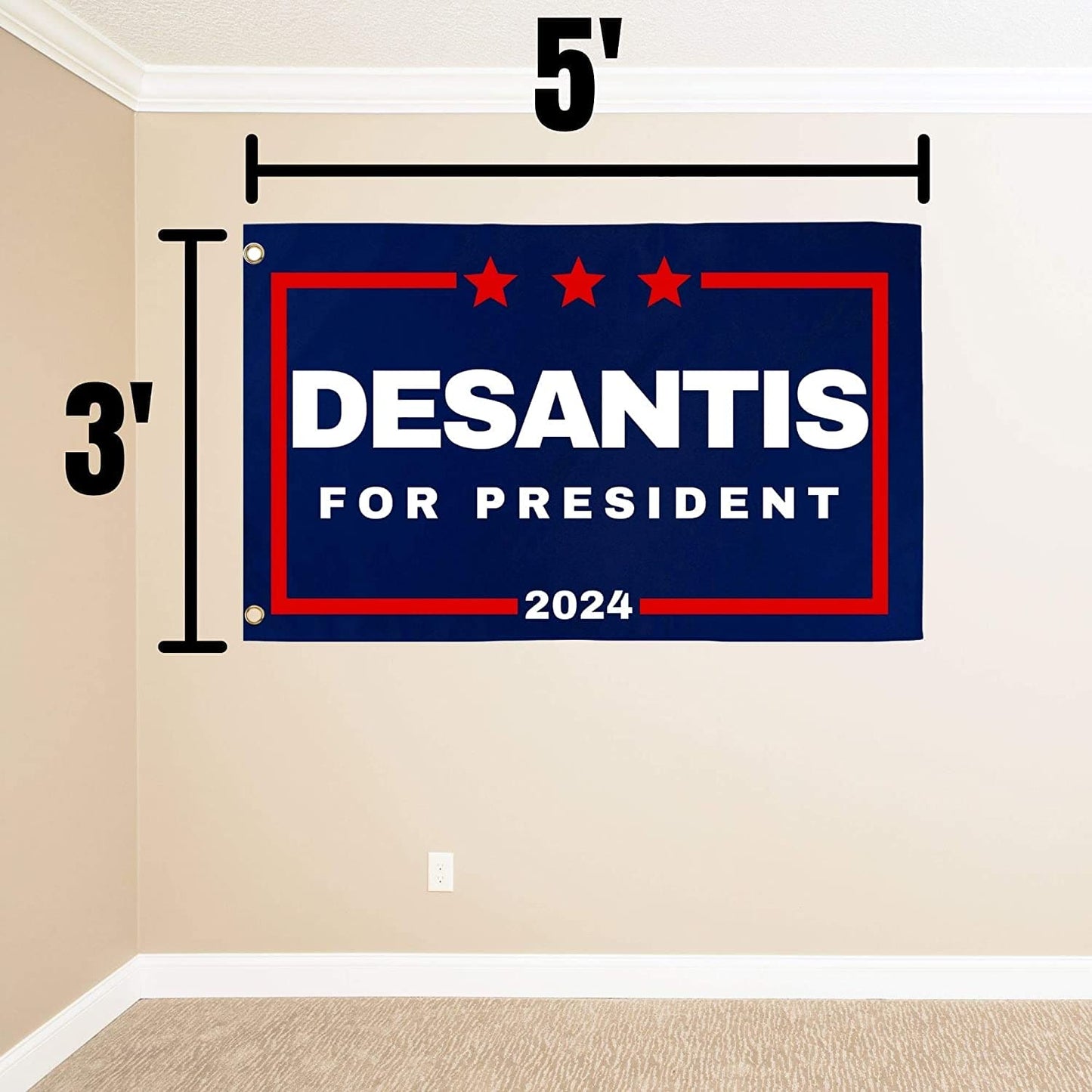 DeSantis '24 Flag | 3'X5' Ron DeSantis for President 2024 Flag with Grommets - LiberTee Shirts