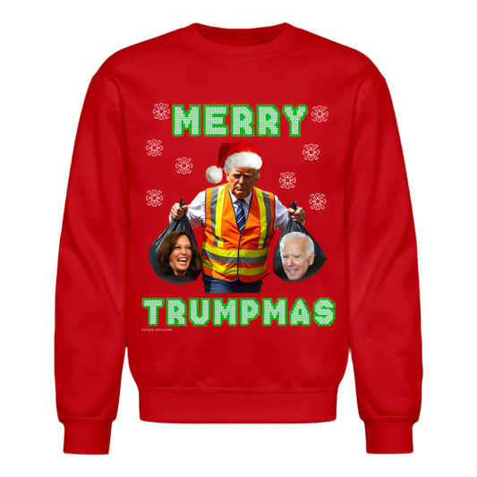 Merry Trumpmas Taking out the Garbage Ugly Christmas Sweatshirt - red