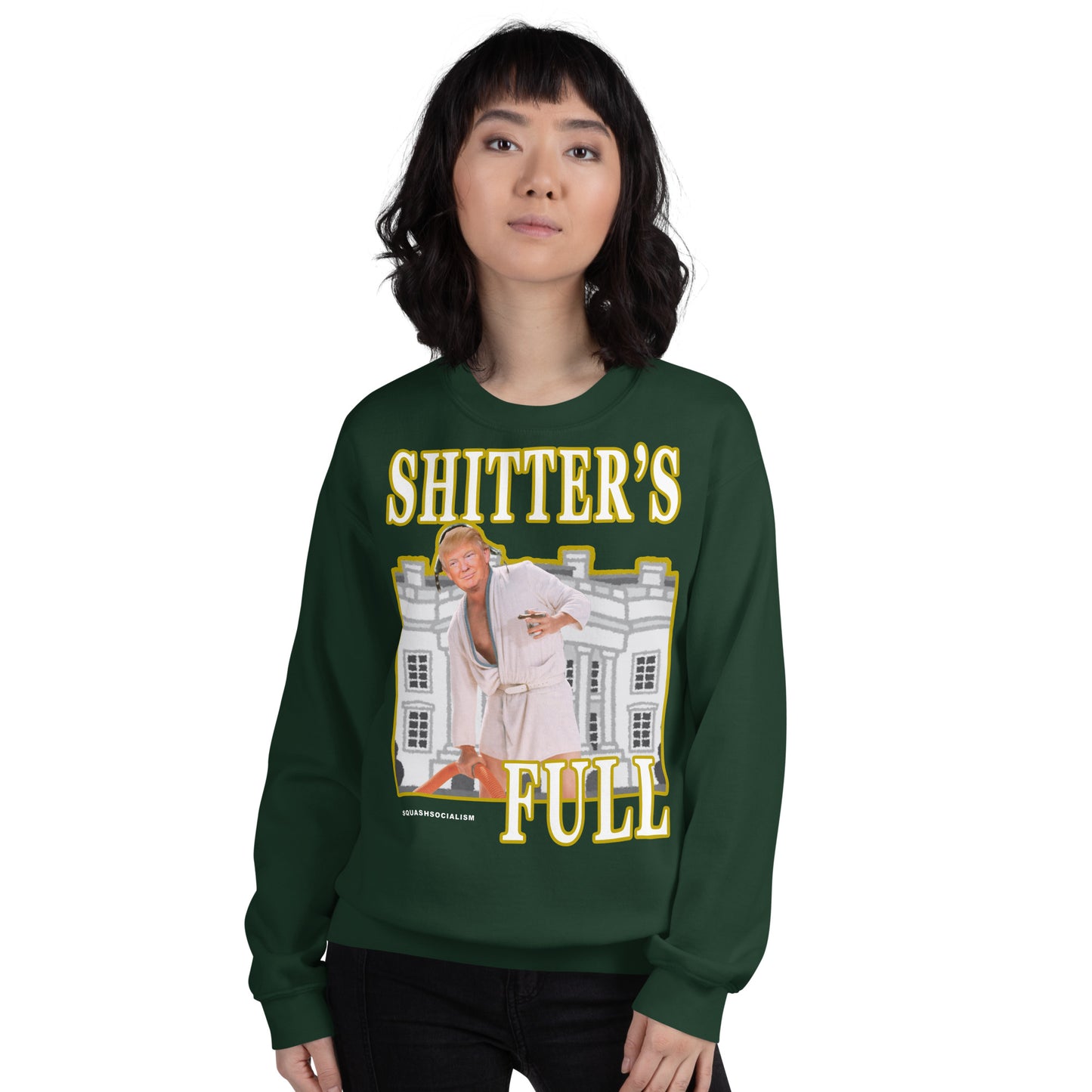 Trump "Shitter's Full" Ugly Christmas Sweater - Green