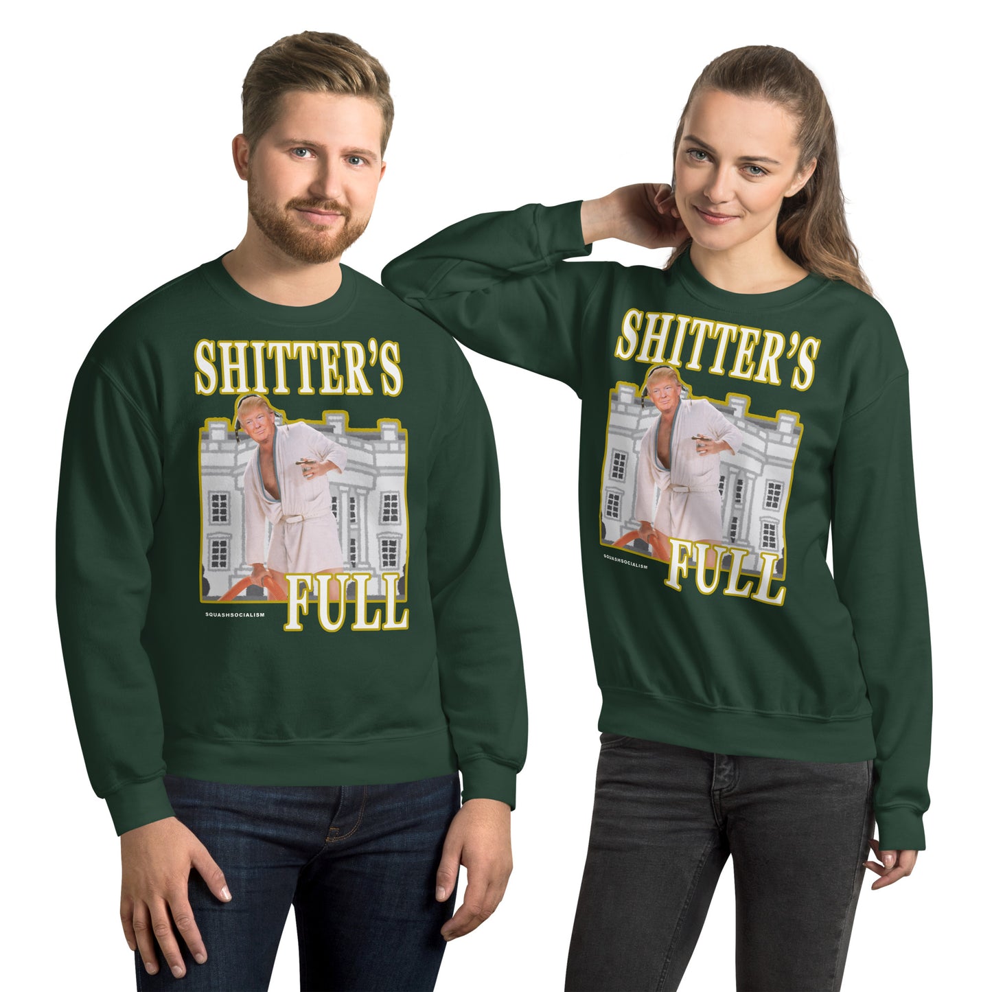 Trump "Shitter's Full" Ugly Christmas Sweater - Green