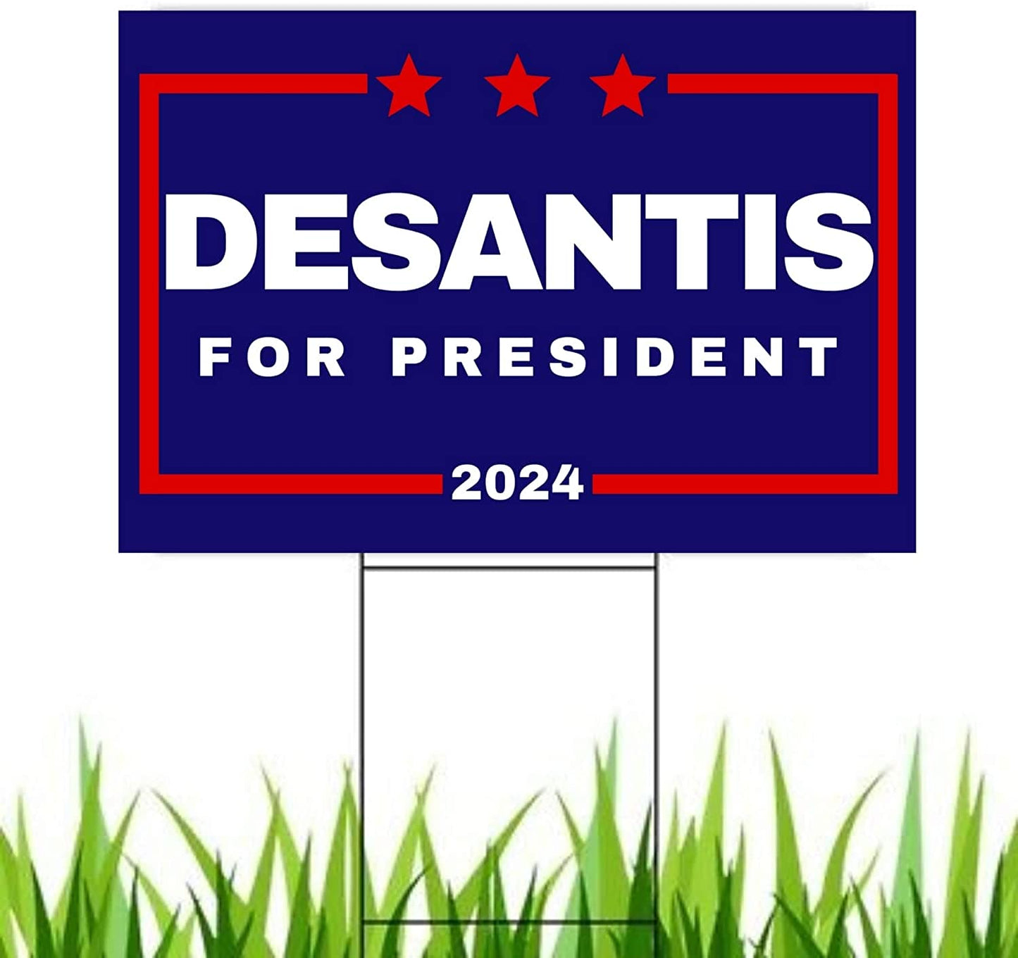 Desantis '24 Yard Sign | Ron Desantis for President 2024 Corrugated Lawn Sign with Metal Stake - 2 Pieces