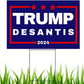 Trump Desantis 2024 Yard Sign | Donald Trump and Ron Desantis 18" x 12" Lawn Sign with Metal Stake - 2 Flags