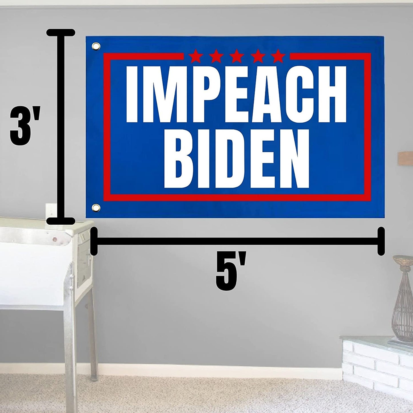 Impeach Joe Biden Flag | Anti Sleepy Joe Biden 3ft by 5ft Single-Side Flag Banner with Grommets on Side | Pro Trump and Republican Flag
