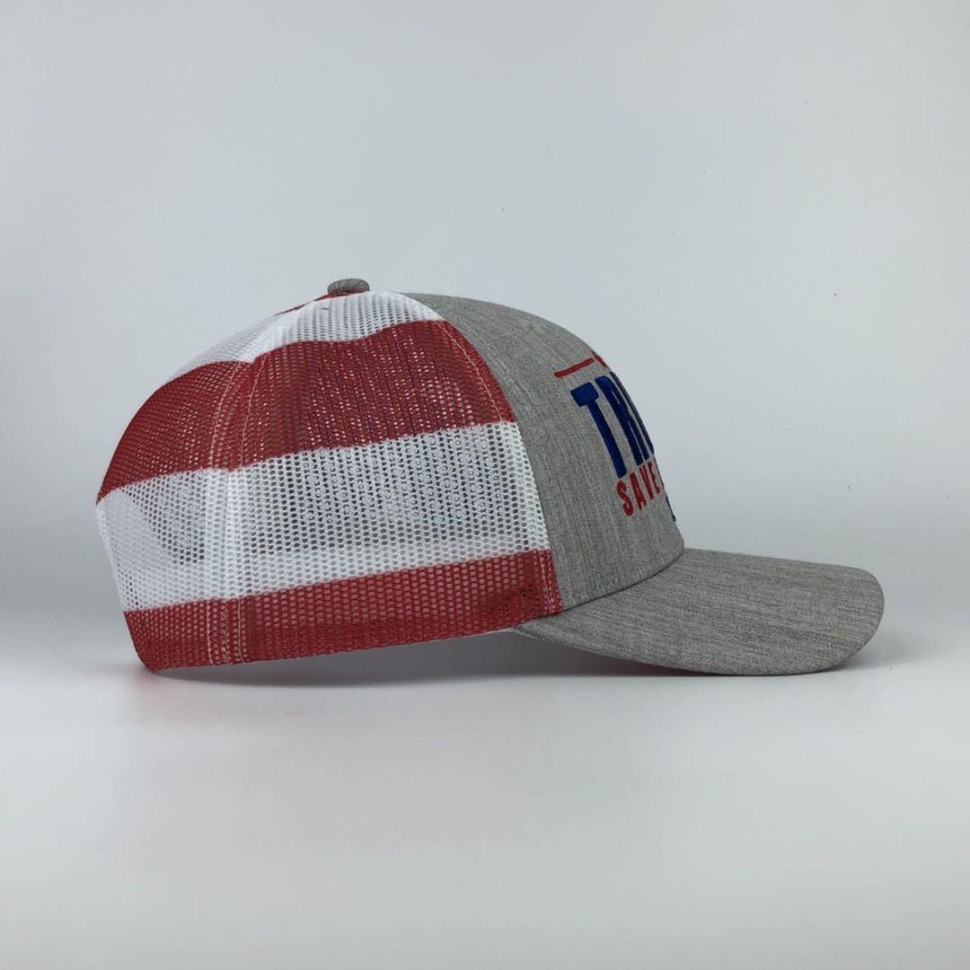 Trump 2024 Save America American Flag Mesh Trucker Hat - 2 Hats
