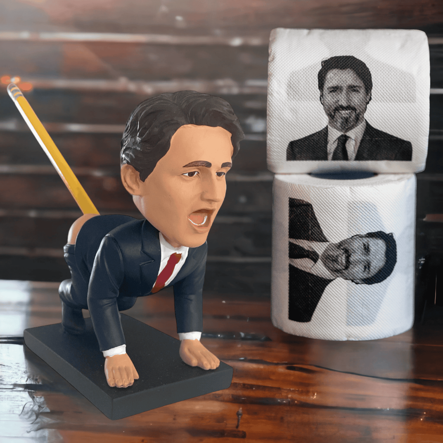 Justin Trudeau Pencil Holder and Toilet Paper Bundle