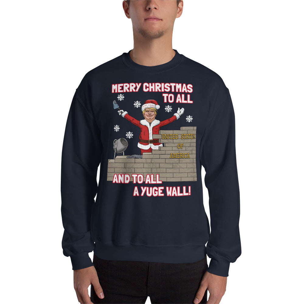 Trump yuge wall Christmas sweater