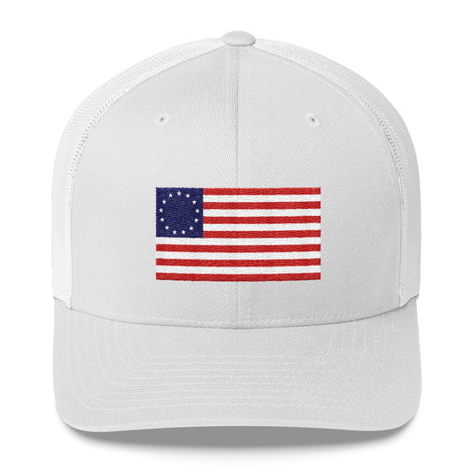 Betsy Ross Flag Trucker Cap 4th of July Hat